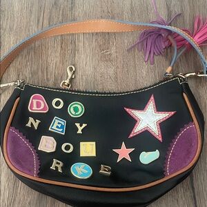 Dooney & Bourke Black and Purple Shoulder Bag